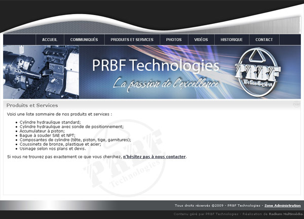 Site de PRBF Technologies